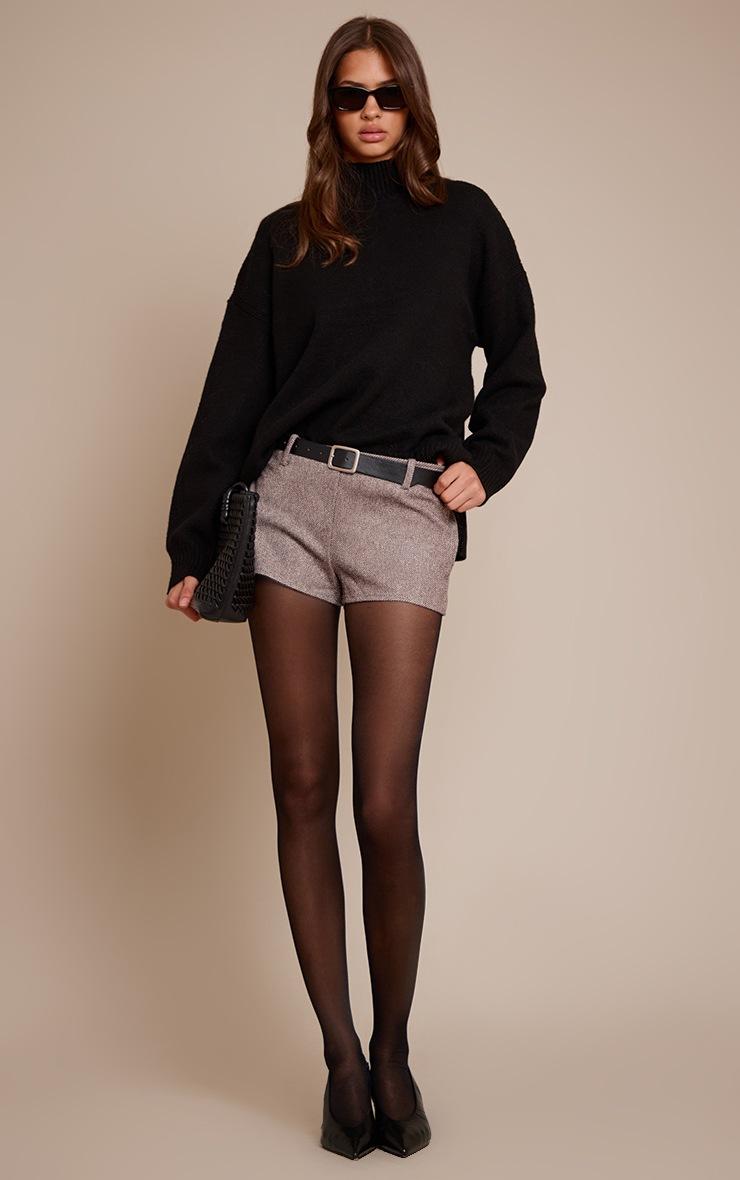 Pretty Little Thing Brown Herringbone Hot Pants