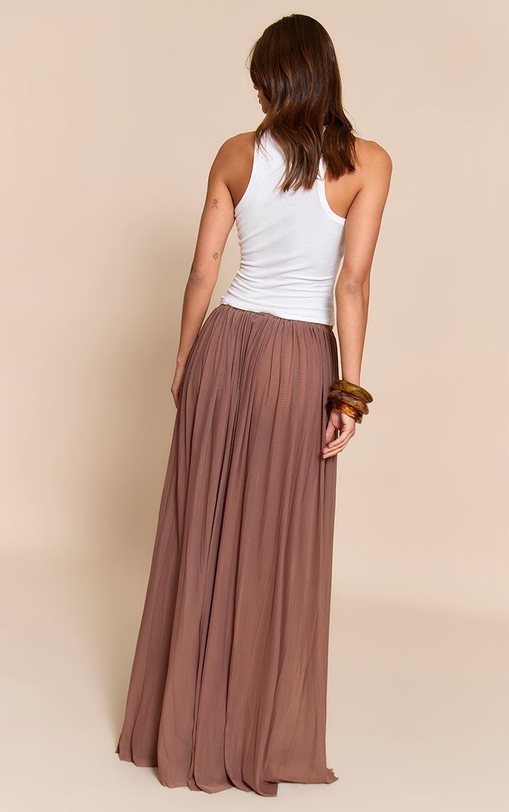 Pretty Little Thing Brown Mesh Drape Maxi Skirt