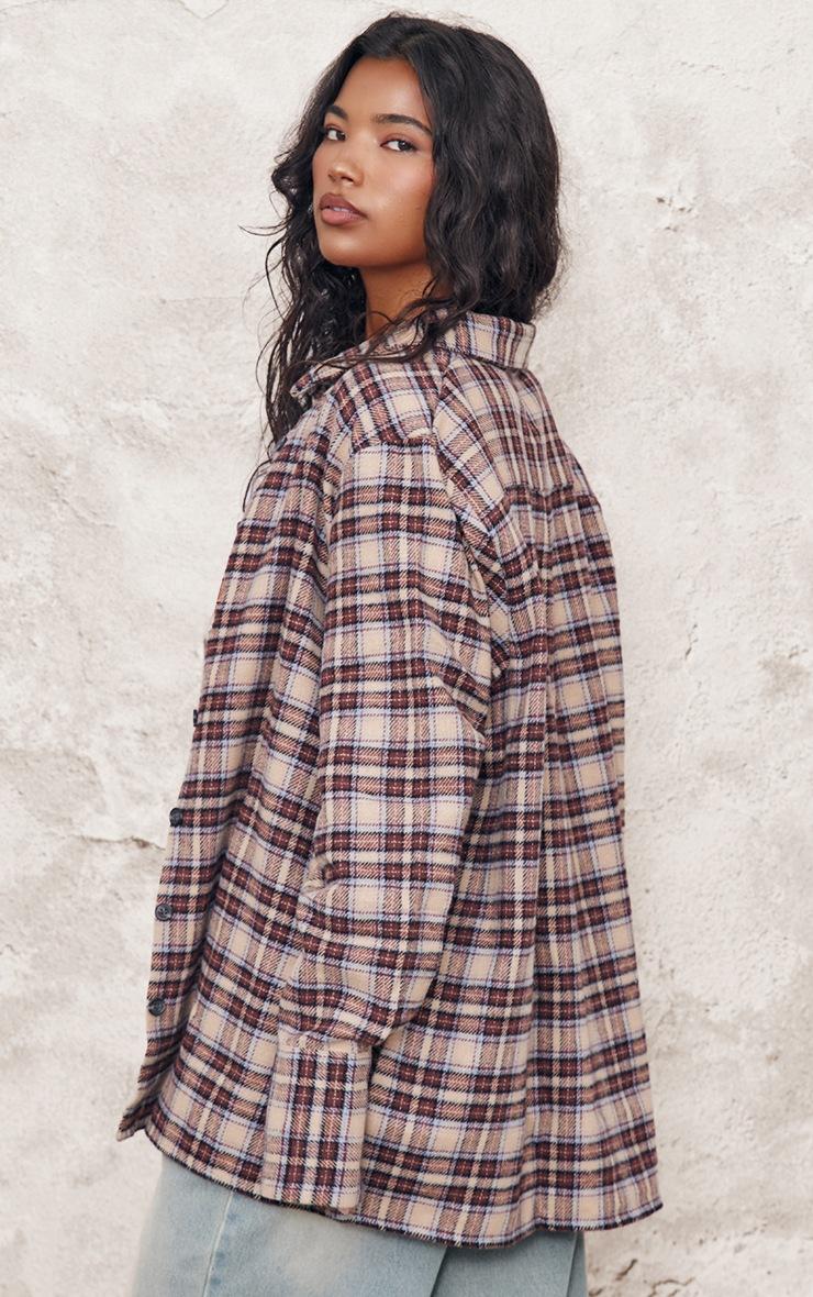 Pretty Little Thing Brown Oversized Flannel Shirt