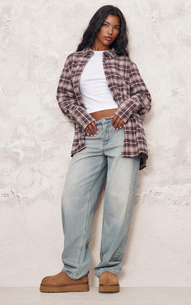 Pretty Little Thing Brown Oversized Flannel Shirt