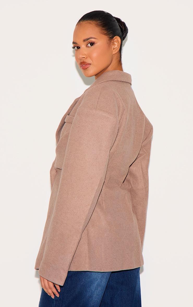 Pretty Little Thing Brown Wool Look Cinched Blazer
