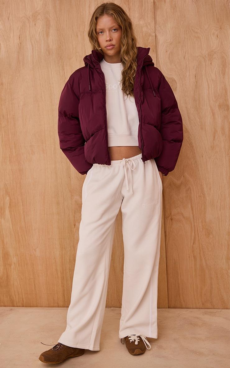 Pretty Little Thing Burgundy Hooded Puffer Coat