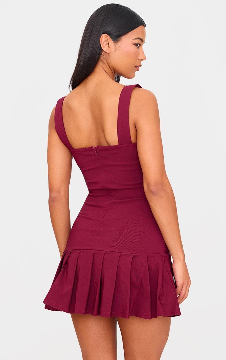 Pretty Little Thing Burgundy Pleated Shift Dress