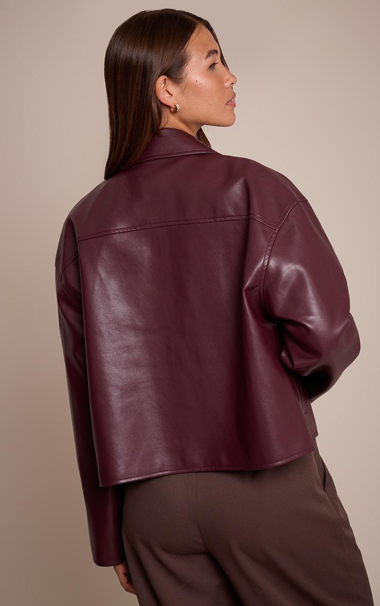 Pretty Little Thing Burgundy Zip Through Pu Jacket