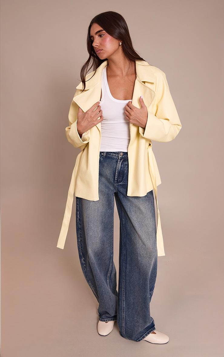 Pretty Little Thing Buttercream PU Belted Jacket