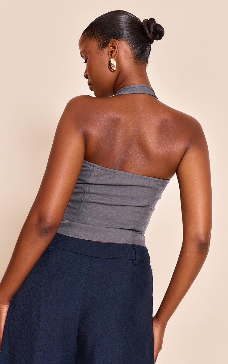 Pretty Little Thing Charcoal Boned Dip Hem Corset