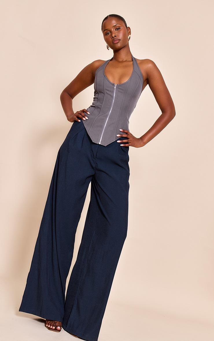 Pretty Little Thing Charcoal Boned Dip Hem Corset
