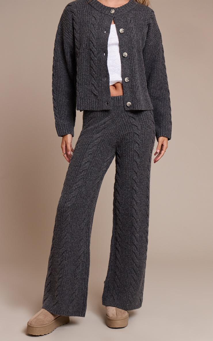 Pretty Little Thing Charcoal Cable Knit Pants