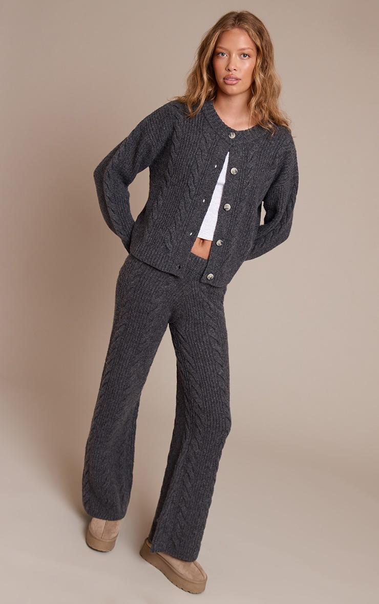 Pretty Little Thing Charcoal Cable Knit Pants