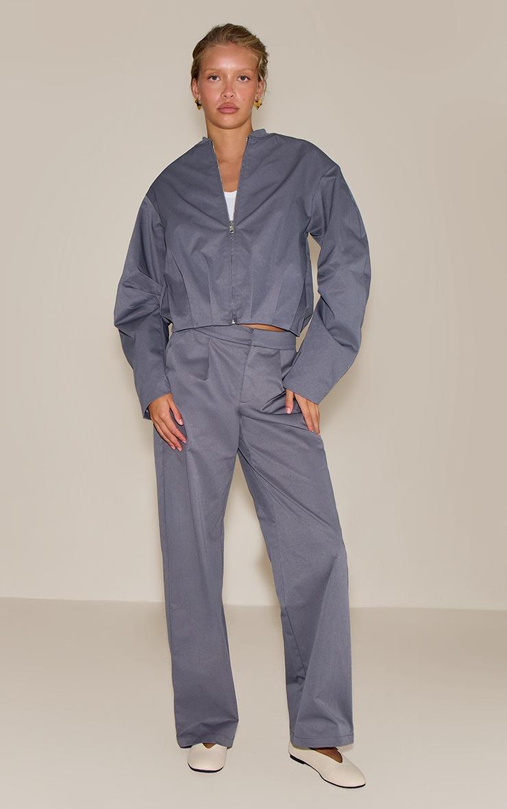 Pretty Little Thing Charcoal Pleated Bomber Jacket