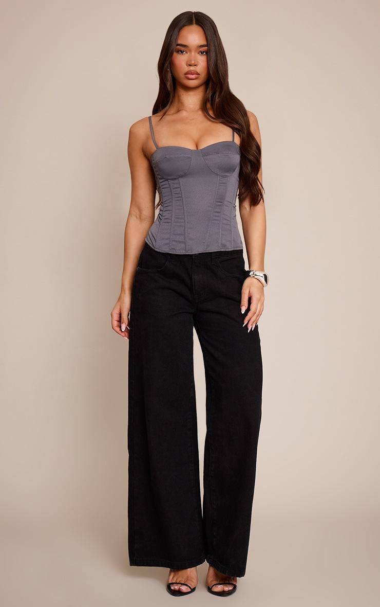 Pretty Little Thing Charcoal Structured Corset Top
