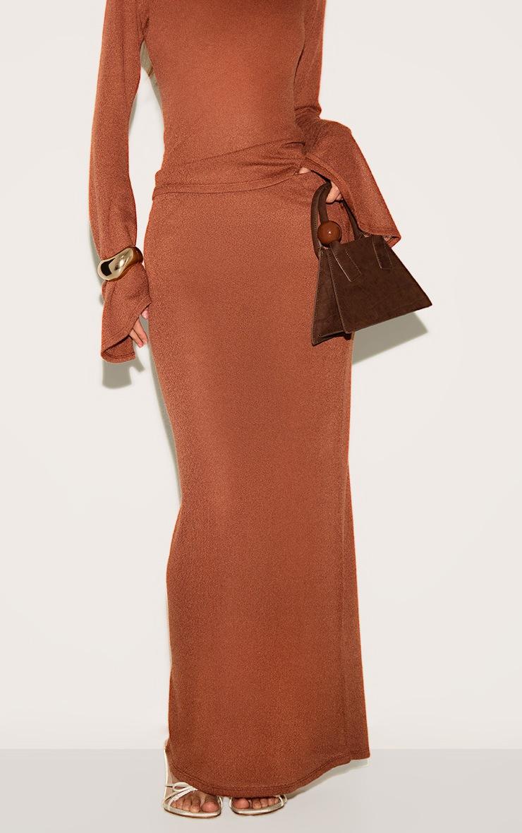 Pretty Little Thing Chestnut Textured Maxi Skirt
