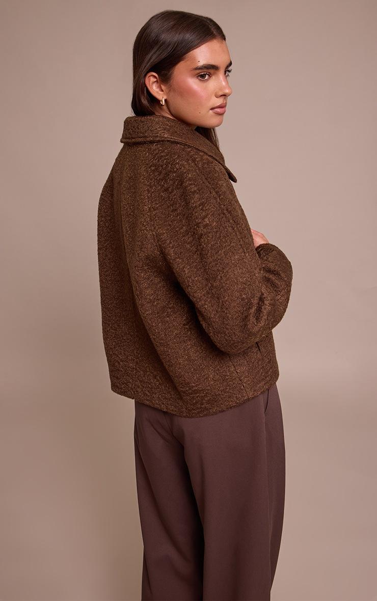 Pretty Little Thing Chocolate Boucle Zip Up Jacket