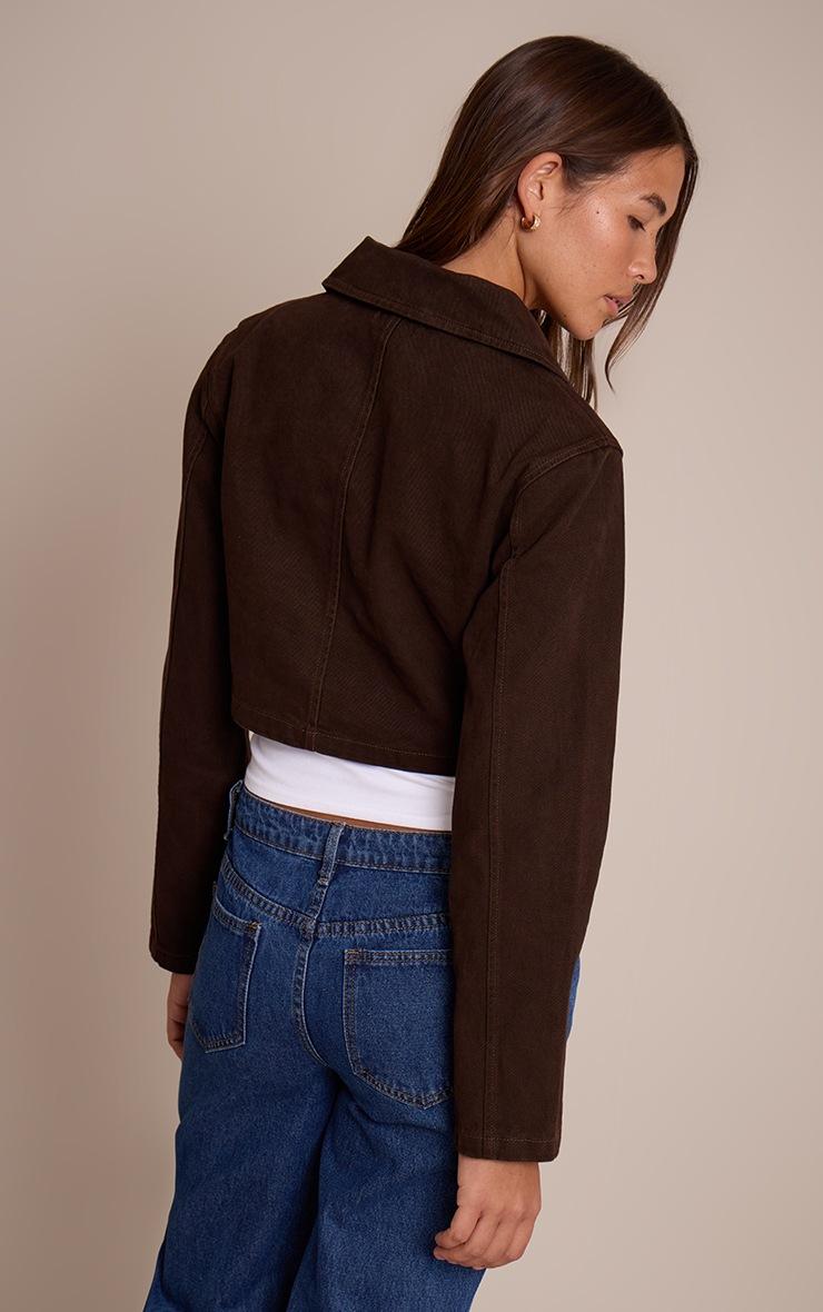 Pretty Little Thing Chocolate Cropped Denim Jacket