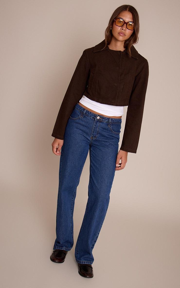 Pretty Little Thing Chocolate Cropped Denim Jacket