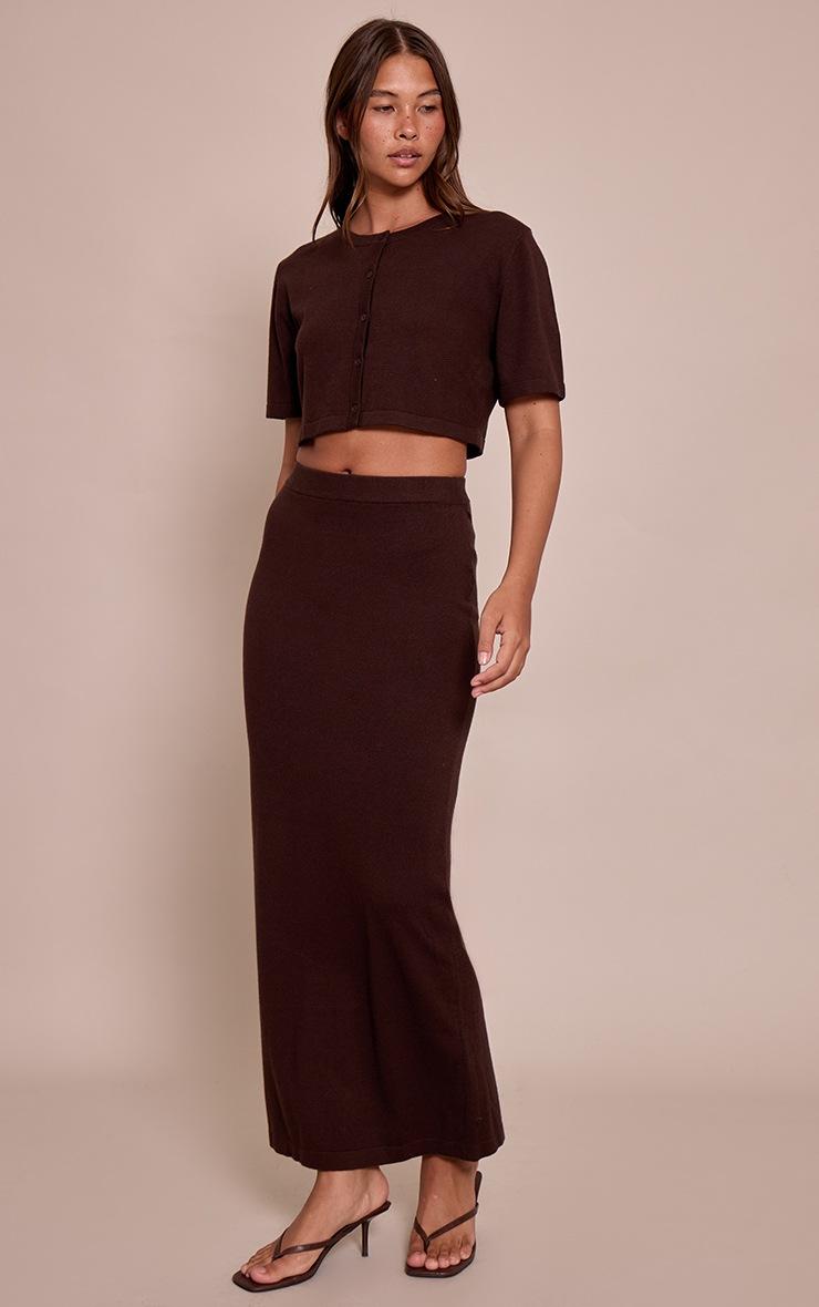 Pretty Little Thing Chocolate Fine Knit Maxi Skirt