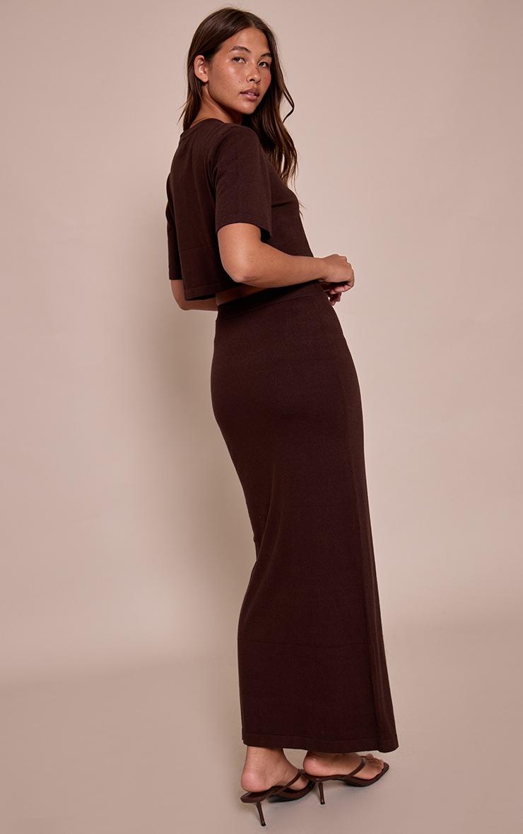 Pretty Little Thing Chocolate Fine Knit Maxi Skirt