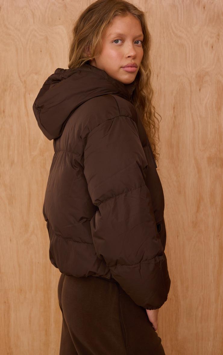 Pretty Little Thing Chocolate Hooded Puffer Coat