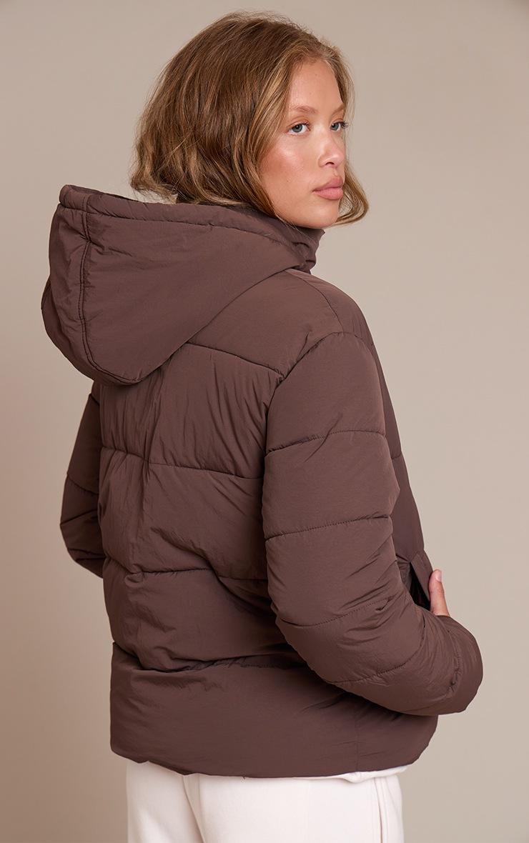 Pretty Little Thing Chocolate Hooded Puffer Jacket