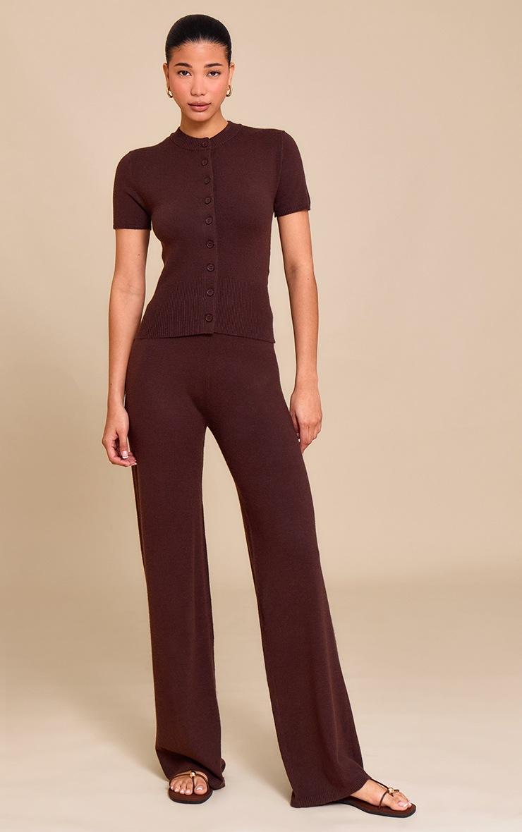 Pretty Little Thing Chocolate Knit Wide Leg Pants
