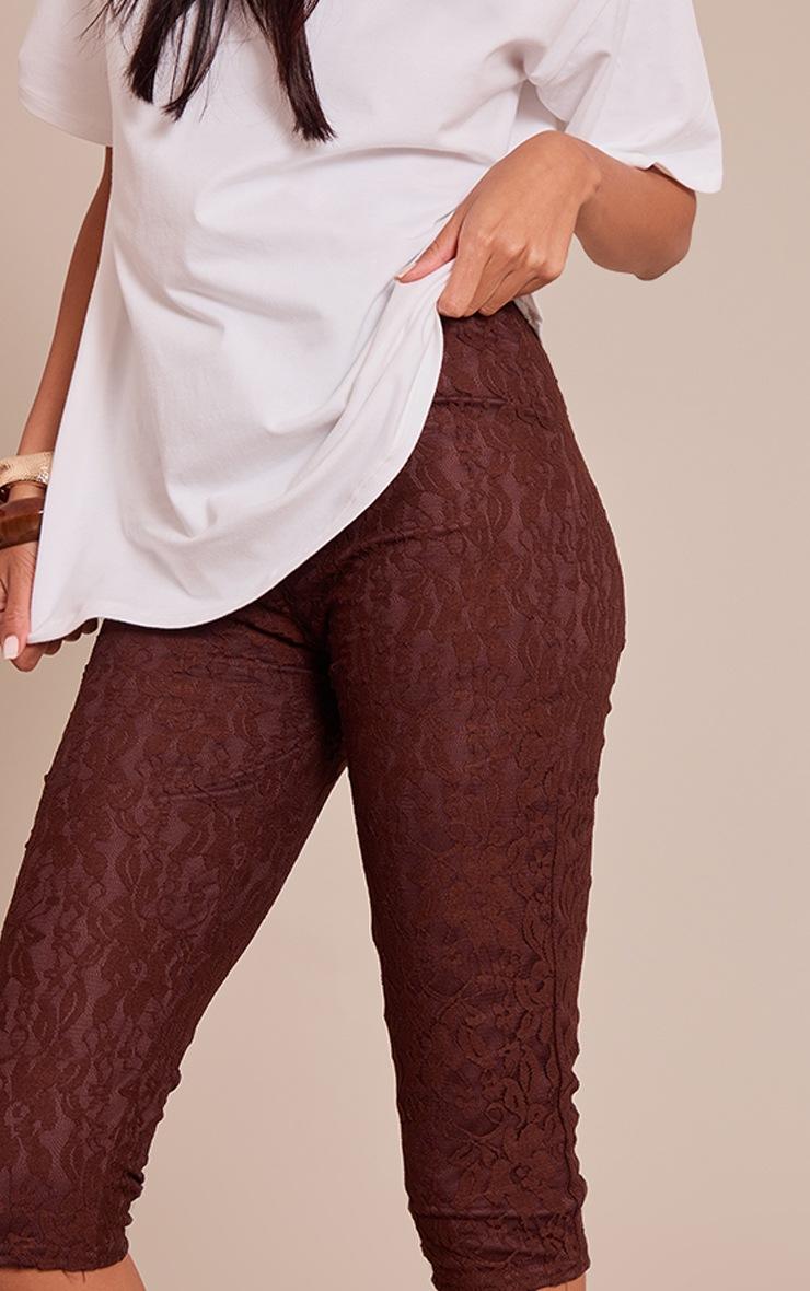 Pretty Little Thing Chocolate Lace Mesh Capris
