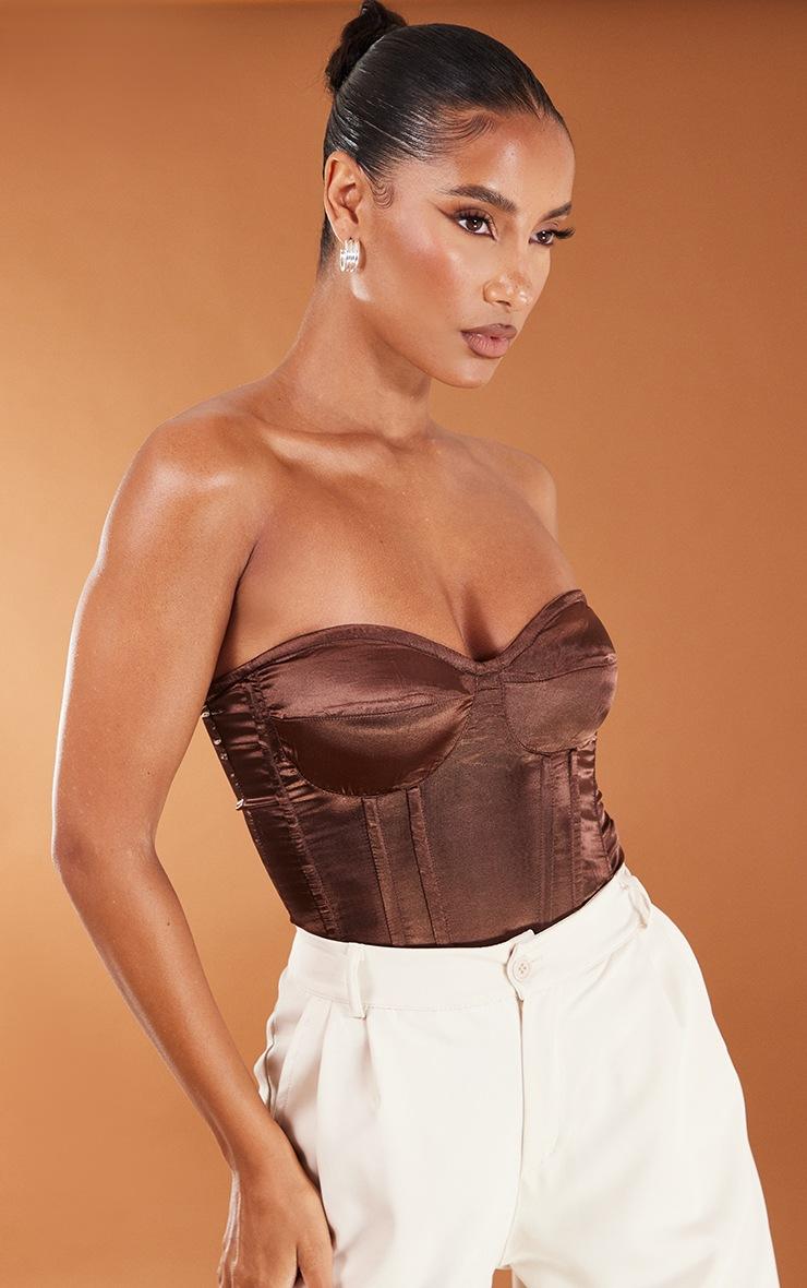 Pretty Little Thing Chocolate Satin Corset