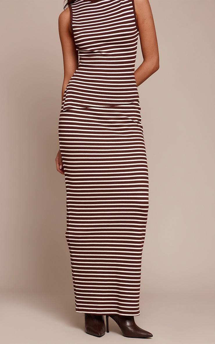 Pretty Little Thing Chocolate Stripe Maxi Skirt