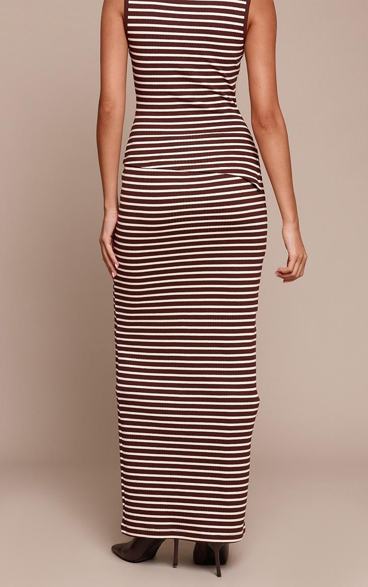 Pretty Little Thing Chocolate Stripe Maxi Skirt