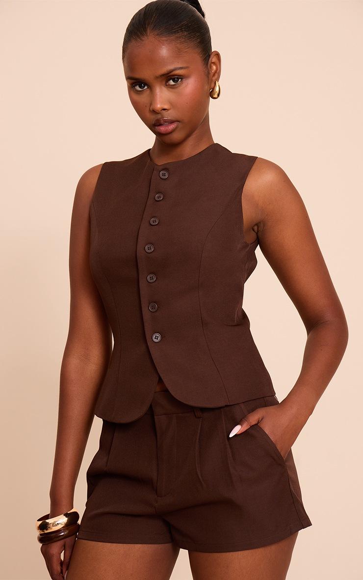 Pretty Little Thing Chocolate Tailored Woven Vest