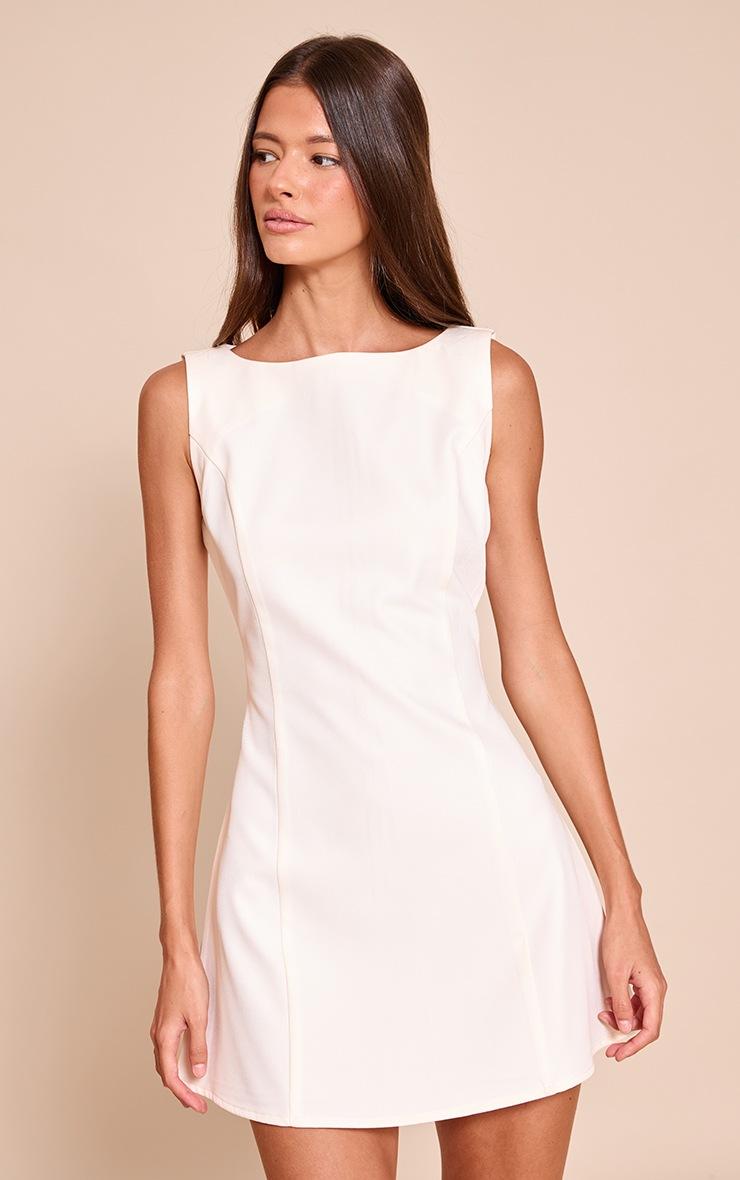 Pretty Little Thing Cream Boat Neck Dress