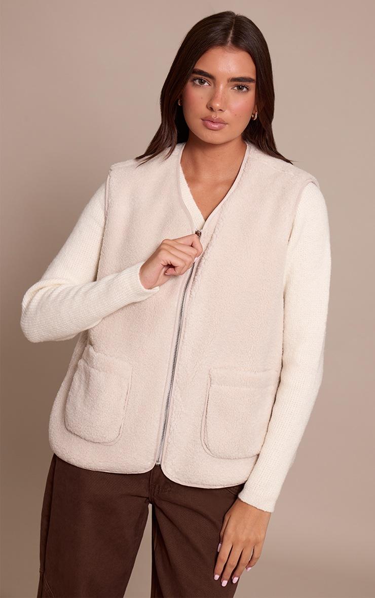 Pretty Little Thing Cream Borg Vest