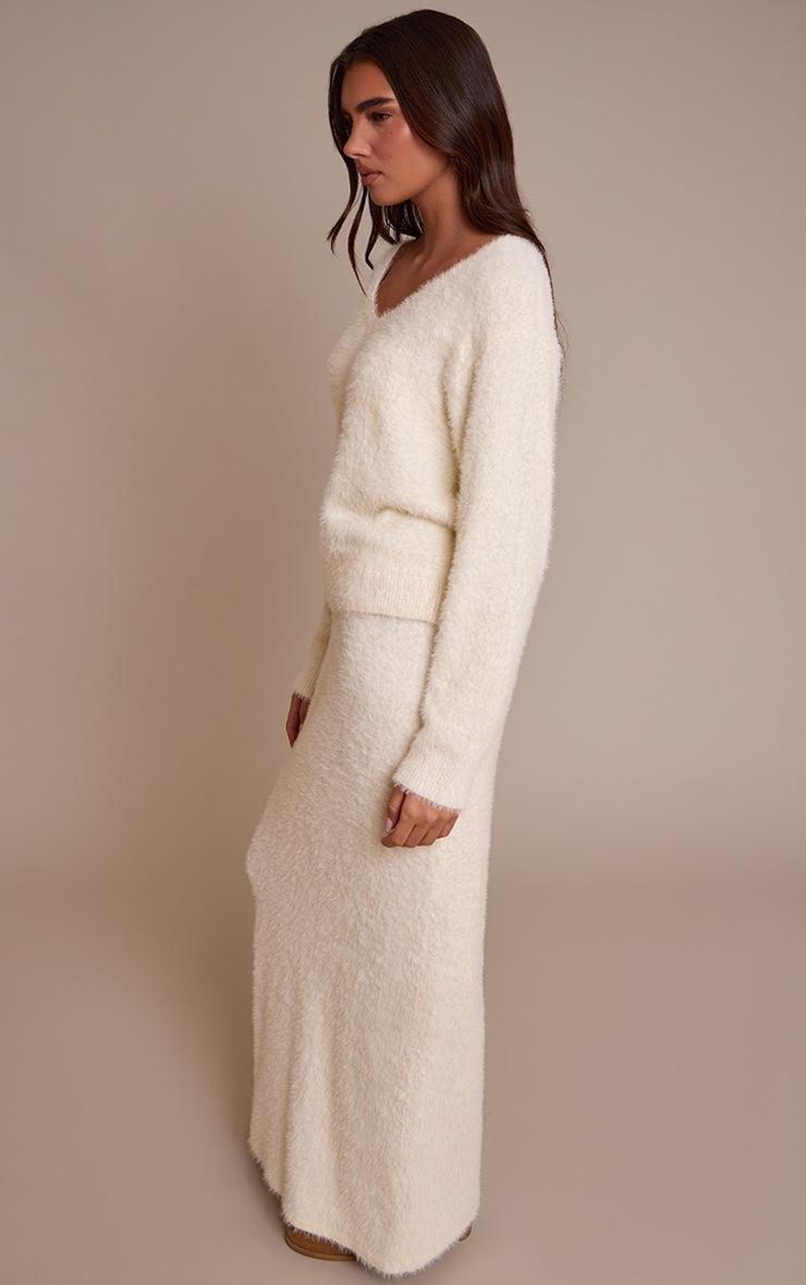 Pretty Little Thing Cream Fluffy Knit Maxi Skirt