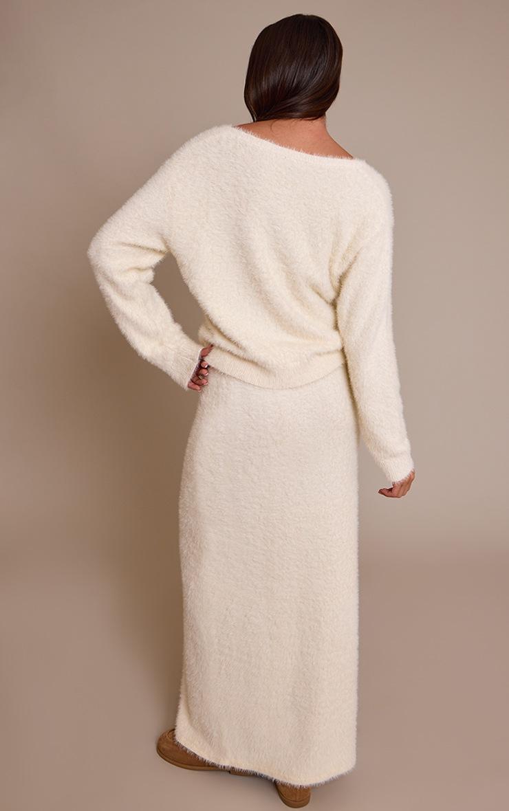 Pretty Little Thing Cream Fluffy Knit Maxi Skirt