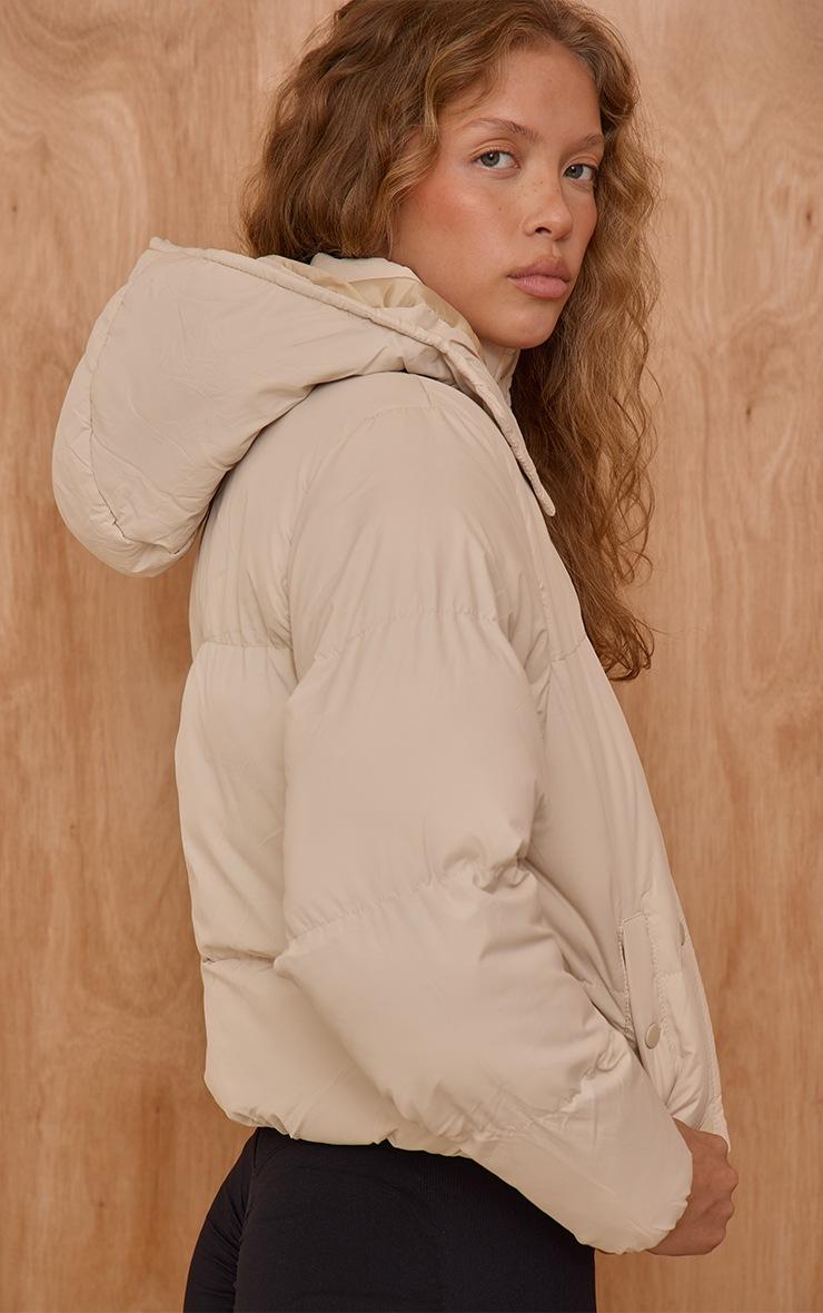 Pretty Little Thing Cream Hooded Puffer Coat