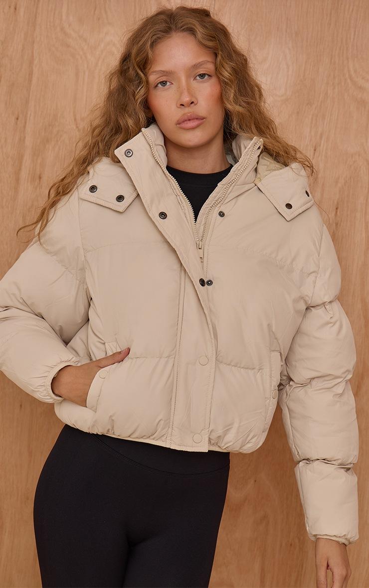 Pretty Little Thing Cream Hooded Puffer Coat