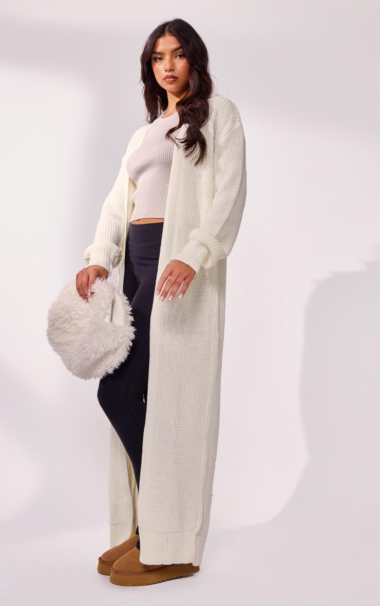 Pretty Little Thing Cream Maxi Knitted Cardigan