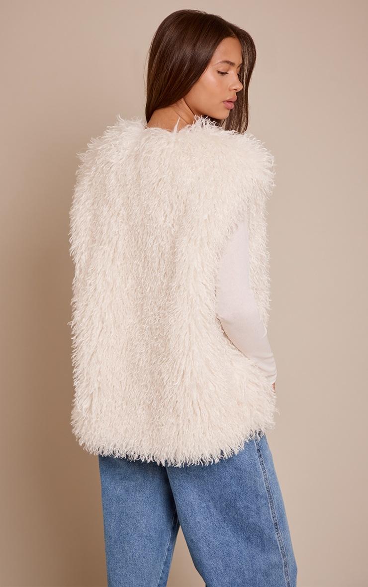 Pretty Little Thing Cream Mongolian Faux Fur Vest
