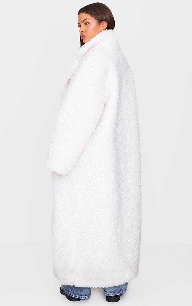 Pretty Little Thing Cream Plush Borg Maxi Coat