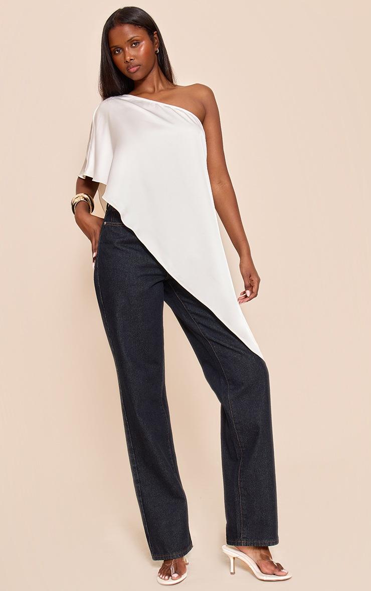 Pretty Little Thing Cream Satin Floaty Long Top