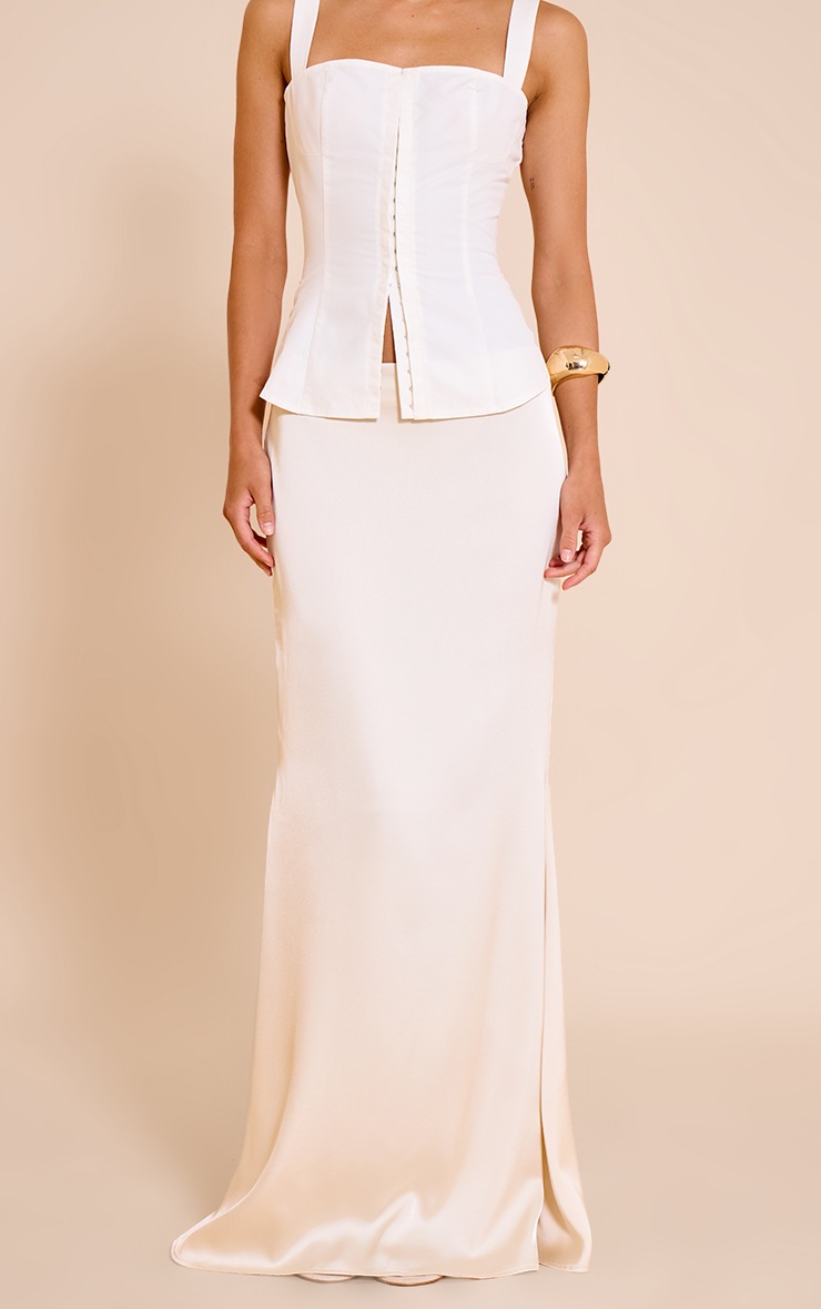 Pretty Little Thing Cream Satin Floaty Maxi Skirt