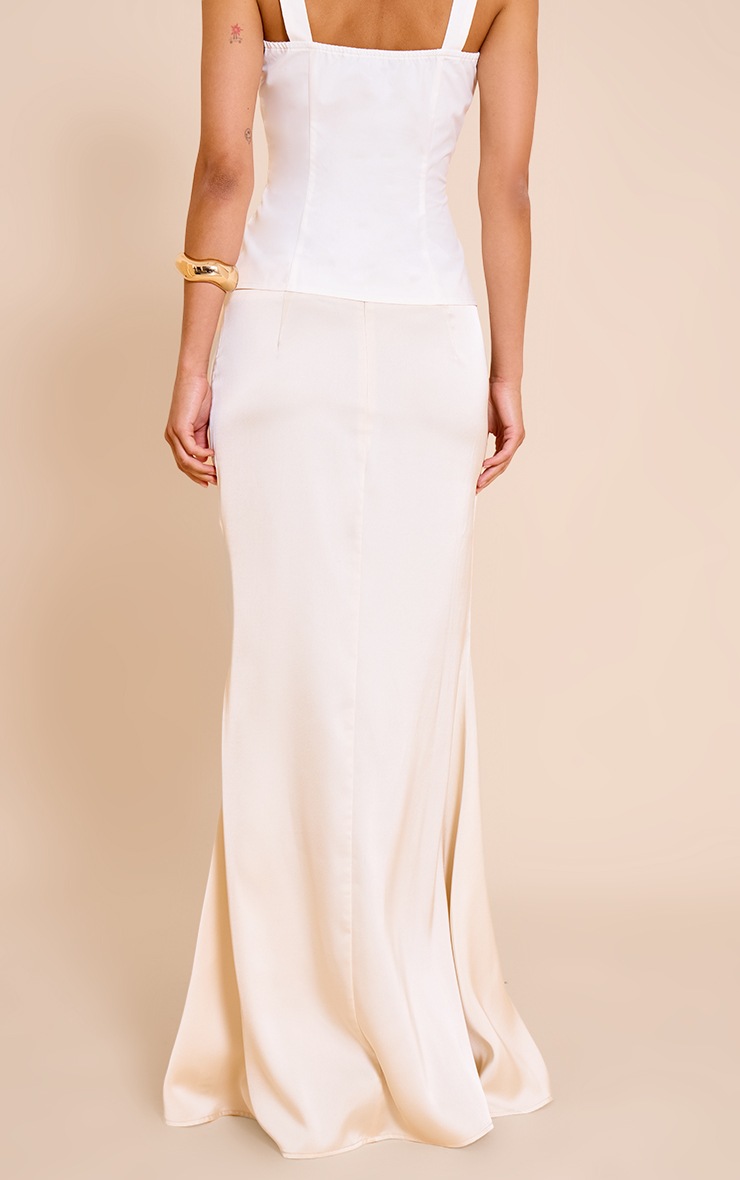 Pretty Little Thing Cream Satin Floaty Maxi Skirt