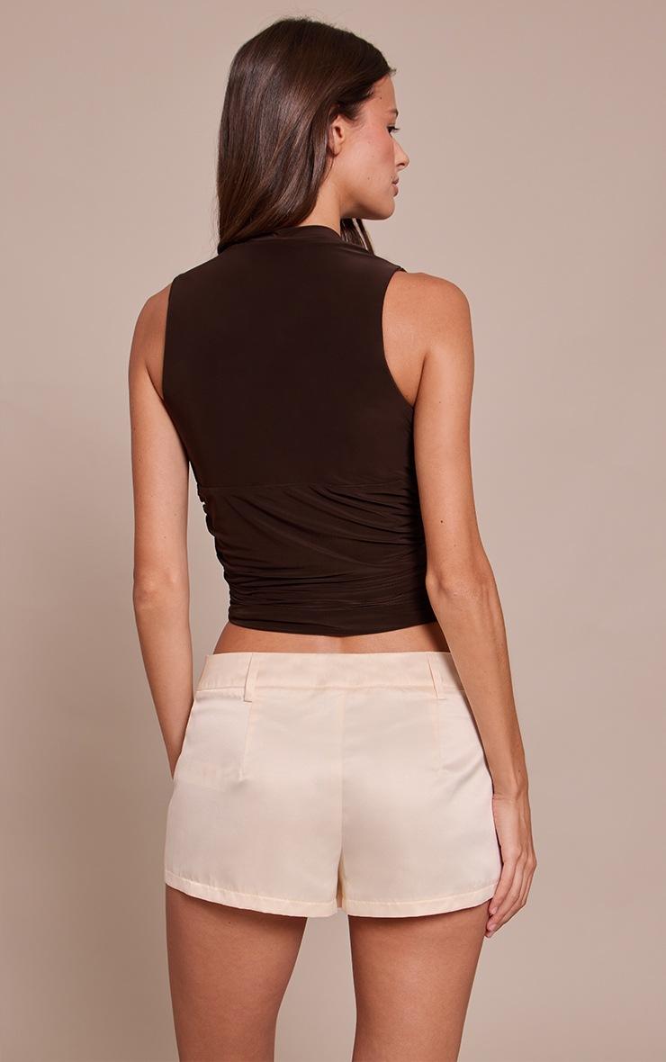 Pretty Little Thing Cream Satin Mid Rise Hot Pants