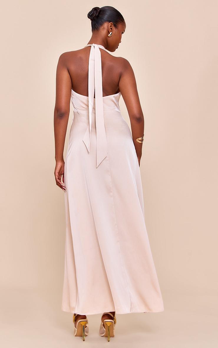 Pretty Little Thing Cream Satin V Neck Maxi Dress