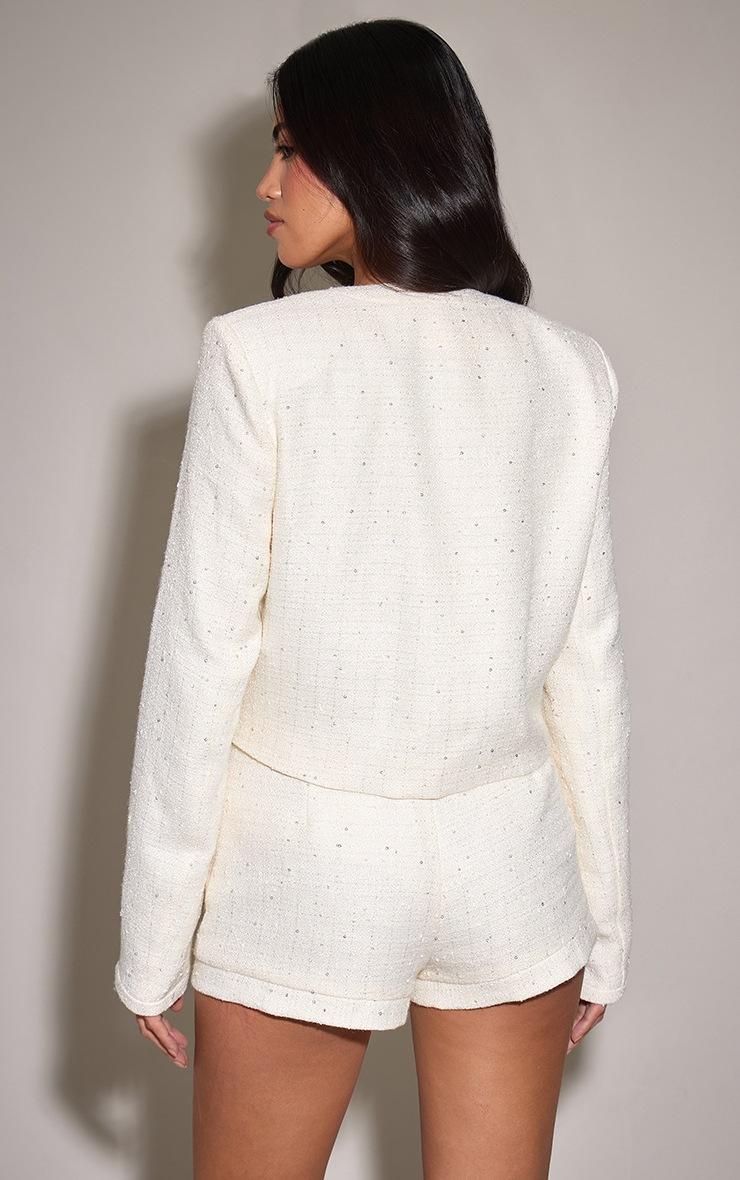 Pretty Little Thing Cream Sequin Boucle Hot Pant