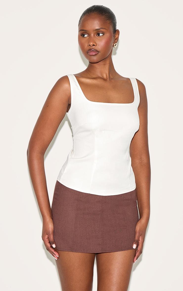 Pretty Little Thing Cream Square Neck Long Top