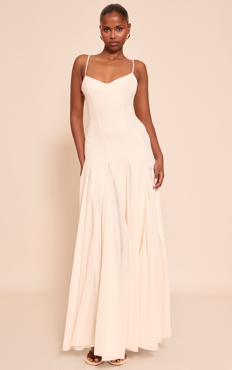 Pretty Little Thing Cream Strappy Maxi Dress
