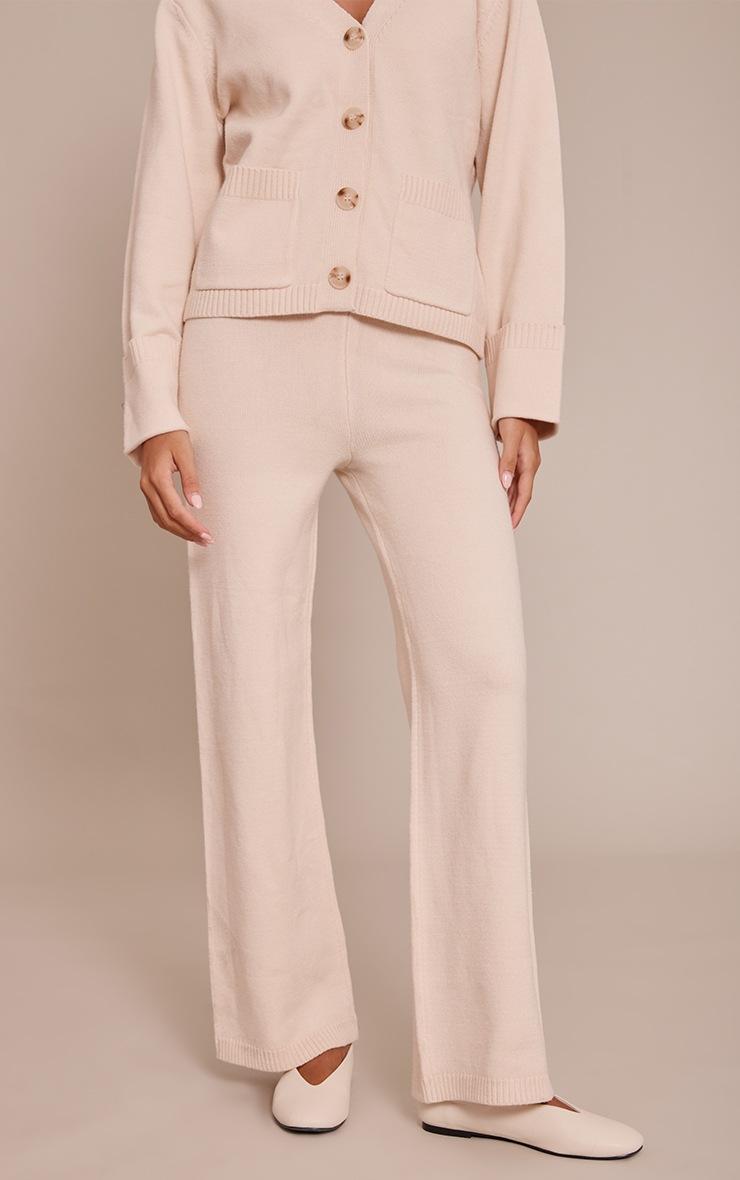 Pretty Little Thing Cream Wide Leg Knit Pant