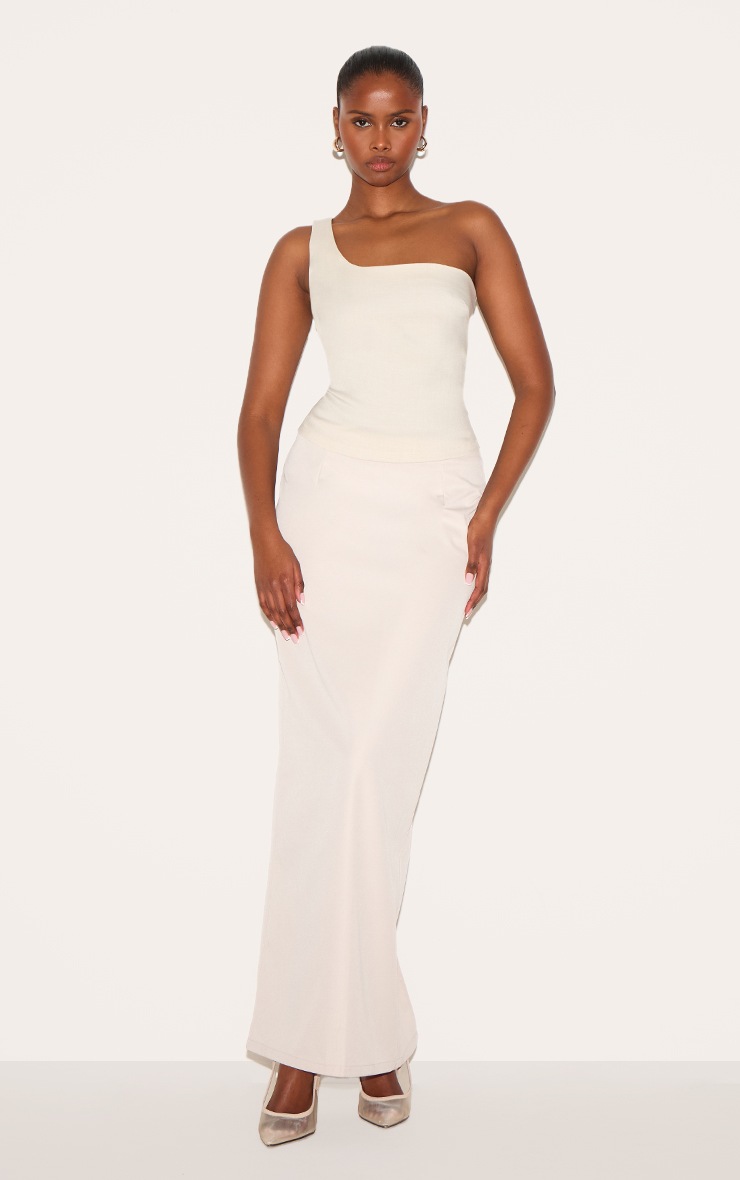 Pretty Little Thing Cream Woven Asymmetric Top