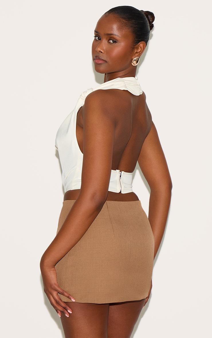 Pretty Little Thing Cream Woven Cowl Neck Long Top