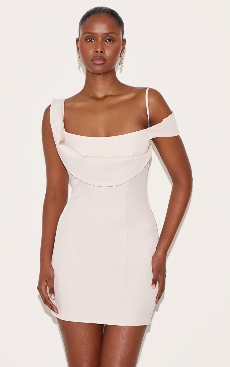 Pretty Little Thing Cream Woven Drape Mini Dress